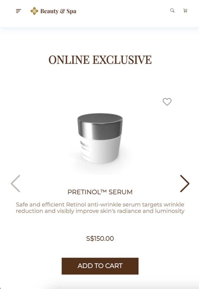 Web exclusive product section on mobile