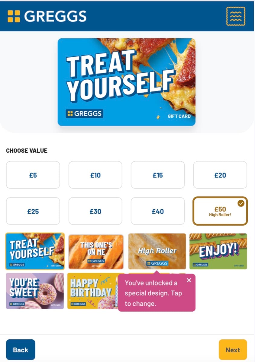 Contextual tooltip on the Greggs website explaining a field