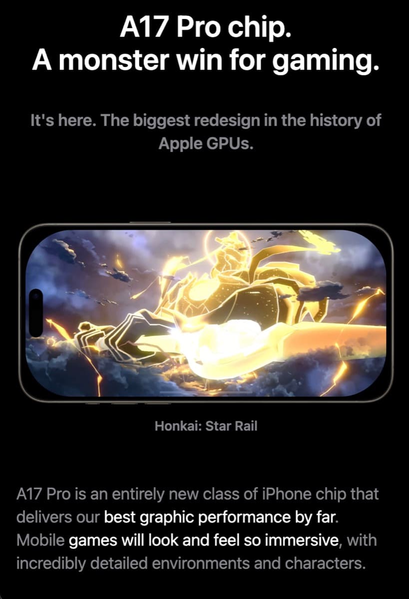 Chip section of the iPhone product page clone