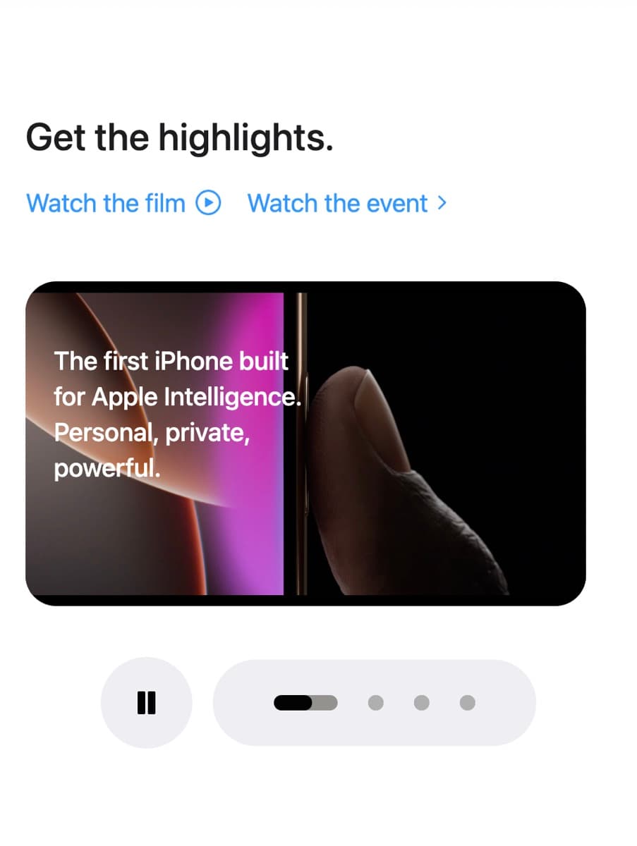 Video section of the iPhone product page clone