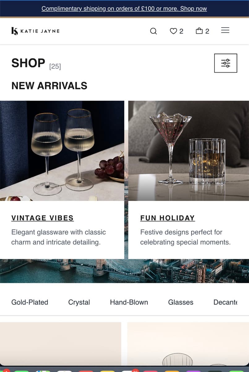 Product catalogue listing on mobile